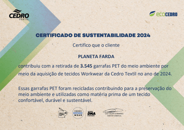 Certificado de sustentabilidade Cedro